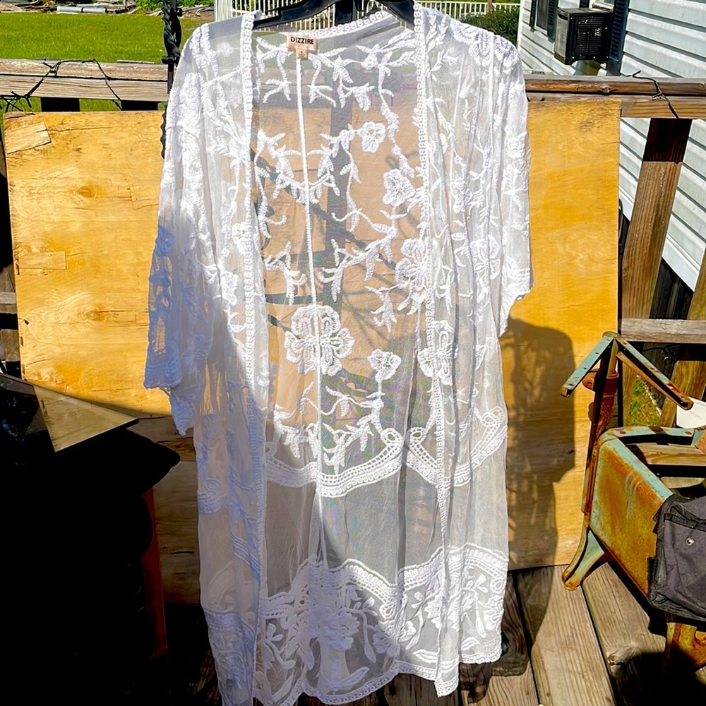 Beautiful white embellished white cover up size s